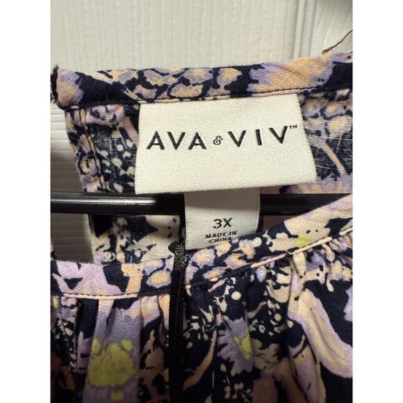 Ava & ViV NWT Women’s Plus Size 3X Floral Short Sleeve Blouse - Picture 2 of 7